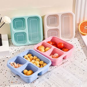 4 <b>Pack</b> Reusable Microwavable Plant Fiber 3-Compartment Bento Snack <b>Box</b> Tableware Lunch Container for Kids Kitchen Camping Use - Product Image 5