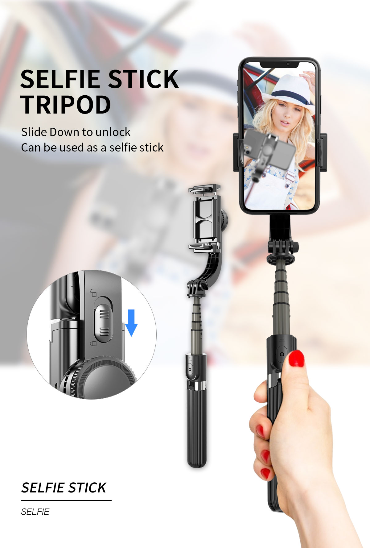 L08 Gimbal Stabilizers Tripod Selfie Stick Holder 360 Rotation Adjustable Handheld Anti-Shake Selfie Video Stabilizer