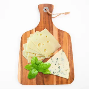 Mini planche à découper le fromage en bois d'acacia avec poignée personnalisée, vente en gros