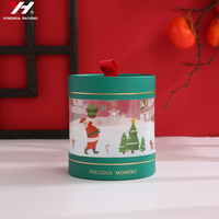 Boîte cadeau cylindrique pliable en carton écologique verni avec fenêtre transparente en PVC pour emballage cadeau de Noël en gros