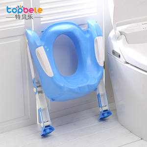 Asiento de inodoro para bebés Topbele azul con asa para niños pequeños, silla de entrenamiento para ir al baño para niños y niñas - Product Image 3