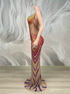 AD2949 Handmade Sparkling Colorful Rhinestone Luxury Evening Dresses Sleeveless <strong>Sexy</strong> <strong>Club</strong> <strong>Outfit</strong> for Womens Party Wear Ball Gown - Product Image 4