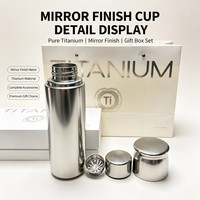Bouteille isotherme portable en titane de 420 ml avec texture martelée, isolation sous vide, pour café et thé, avec bouchon argenté, idéale pour le camping, la randonnée et les activités de plein air