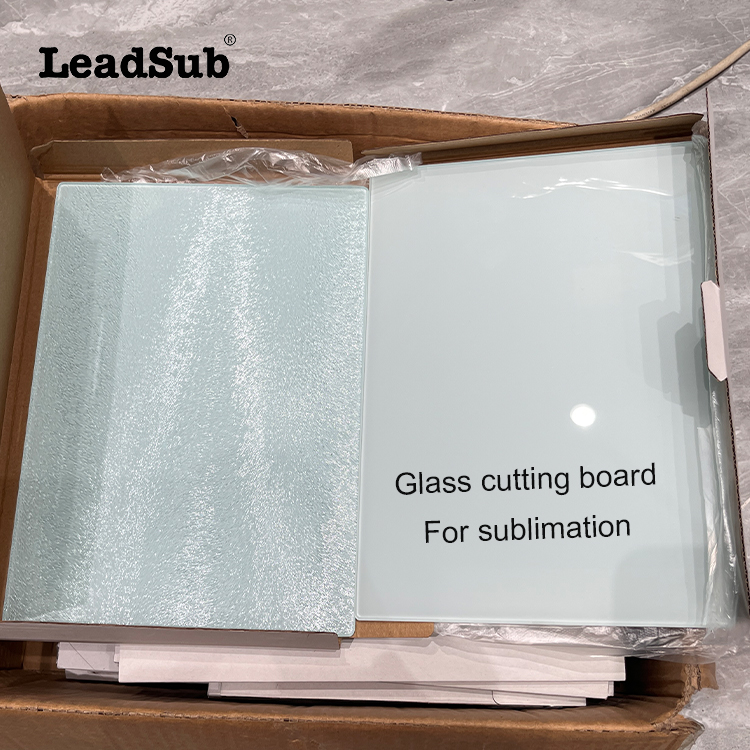 Clear sublimation glass cutting board blank rectangle round shape tempered glass chopping blocks cutting board for kitchen