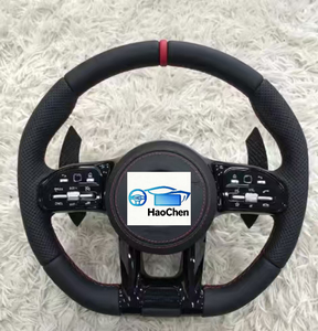 พวงมาลัยคาร์บอนไฟเบอร์สีดำพื้นเรียบ <span class=keywords><strong>AMG</strong></span> สำหรับ mercedess Benz สำหรับ W212 W216 <span class=keywords><strong>W202</strong></span> W205 - Product Image 2