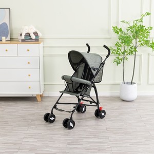 Poussette bébé moderne en tissu lin avec roues pliables, capote amovible, <span class=keywords><strong>sac</strong></span> de rangement arrière, ceinture de sécurité 2 points et <span class=keywords><strong>parapluie</strong></span> - Product Image 1