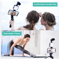 Haute qualité RVB Rechargeable LED lumière de remplissage support de téléphone portable Vlog enregistrement photographie diffusion en direct Selfie Stick Kit pli