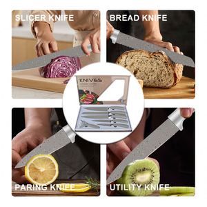 Juego de Cuchillos de Cocina Profesionales Modernos de 6 Piezas, Antiadherentes, de Acero Inoxidable, con Mango de PP, para Verduras, Filetes y Cocina - Product Image 5