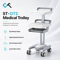 Troli Medis Komputer ST DT2 dengan Rak Keyboard Dua Tingkat yang Dapat Disesuaikan, Pabrik OEM ODM