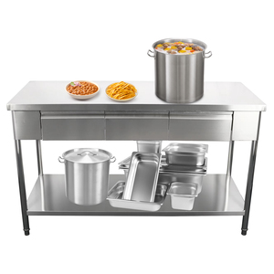 Plan <span class=keywords><strong>de</strong></span> travail <span class=keywords><strong>de</strong></span> cuisine en acier inoxydable commercial 201/304 avec tiroir, taille personnalisée, protection environnementale, robuste, pour hôtel et <span class=keywords><strong>restaurant</strong></span> - Product Image 5