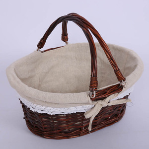 Cesto da Picnic in <span class=keywords><strong>Vimini</strong></span> con Doppio Manico e Rivestimento in Lino, Cesto da Spiaggia in Rattan con Coperchio, Vendita Diretta dalla Fabbrica - Product Image 6