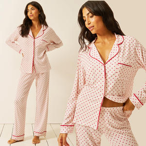 Conjunto <span class=keywords><strong>de</strong></span> <span class=keywords><strong>Pijama</strong></span> <span class=keywords><strong>de</strong></span> Dos Piezas con Estampado Personalizado <span class=keywords><strong>de</strong></span> Corazón Rosa y Cereza, <span class=keywords><strong>Pijama</strong></span> <span class=keywords><strong>de</strong></span> Verano para Mujer, <span class=keywords><strong>Pijama</strong></span> Holgado Informal <span class=keywords><strong>de</strong></span> Manga Corta para Mujer - Product Image 2