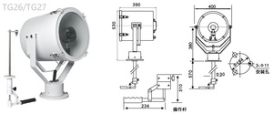 手动IP56型防水船用搜索灯发光二极管探照灯12V 24V 1000W 2000W TG26 TG27 TG28船用搜索灯
