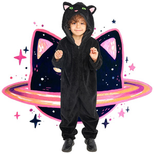 Black <b>Cat</b> Costume For Kids Halloween Performance Cosplay Costume Breathable Polyester Fiber Childrens Stage Wear - Product Image 1