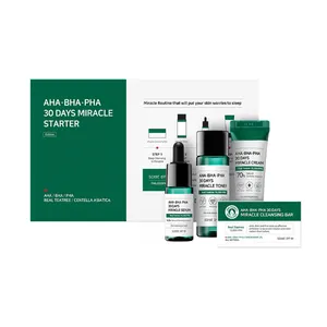 Aha bha pha conjunto de 30 dias de iniciante, toner 30ml soro 10ml 20g barra de limpeza 25g conjunto de cuidados com a pele coreano