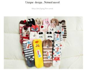 Chaussettes en molleton de corail brodées de dessin animé tridimensionnel Chaussettes de sommeil de Noël parent-enfant Chaussettes de sol serviette d'hiver - Product Image 6