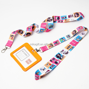 Custom Student Cartoon Bus Card Holder Polyester Neck Strap Heat Transfer Campus Card Polyester Lanyard