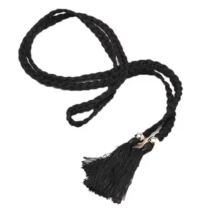 Hot Sale Women Fashion Waist Chain Nylon Cord Fringe Decorative Versatile Dress Dress Belt Hand Braided Belt