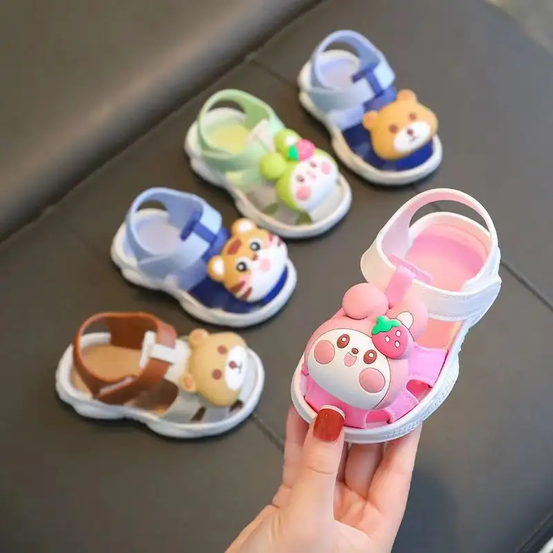 New Customized Super Cute Cartoon Toddler Shoes Collision Avoidance Anti-Slip Soft Soles Outside Indoor Sandals