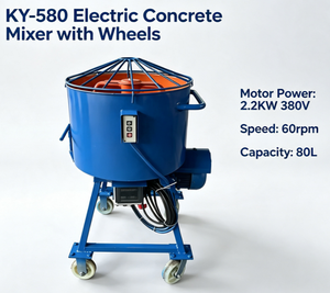 Mezcladora de Concreto de Alta Eficiencia de 80L con Motor, Mezcladora de Mortero Móvil para Construcción, Suministro Automático de Agua - Product Image 2