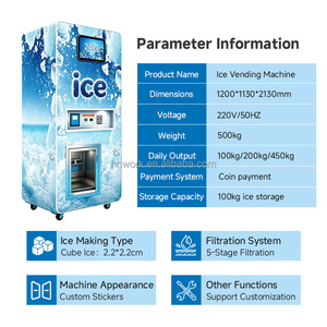 Machine à glaçons YISO à service libre 450 kg/24h, traitement de l'eau direct usine, emballage automatique, osmose inverse 5 étapes, paiement multiple pour <span class=keywords><strong>parking</strong></span> - Product Image 2