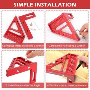 Règle <span class=keywords><strong>de</strong></span> mesure multi-angles Disposition des trous pour le travail du bois Petit outil carré avec goupille <span class=keywords><strong>de</strong></span> position d'angle pour la menuiserie - Product Image 3
