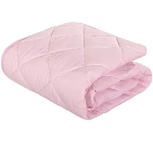 羽绒被，羽绒替代超大号幼儿被子，柔软温暖的纯色婴儿床绗缝毯子，43x 60英寸，粉色