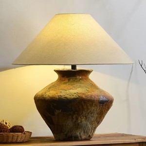 Lampe de table de style Wabi-Sabi, de chevet, <span class=keywords><strong>en</strong></span> pot de <span class=keywords><strong>terre</strong></span> <span class=keywords><strong>cuite</strong></span> rétro, artistique et pour salon de thé, espace de vie d'hôtesse - Product Image 1