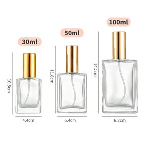 In Stock 30ML 50ML 100ML Glass Luxury Flat Square Transparent Perfume Spray Bottle With Screw Lid for <strong>Pefume</strong> <strong>Packaging</strong> Wholesale - Product Image 5