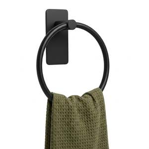 Support mural moderne pour serviettes de bain, anneau rond en métal de qualité supérieure, accessoire de salle de bain disponible à la vente - Product Image 2