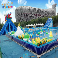 WINSUN Toboggan aquatique gonflable commercial en vinyle, thème football, pour adultes et enfants, intérieur/extérieur, étanche, grande capacité, aire de jeux