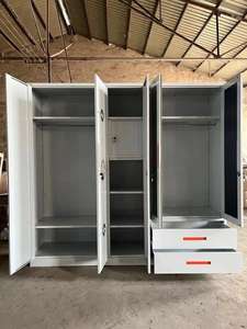 verschiedene farben stahl <span class=keywords><strong>almirah</strong></span> design kundenspezifisch 5 türen design stahl großes lagerhaus mit glas schwingtür kleiderschrank - Product Image 5