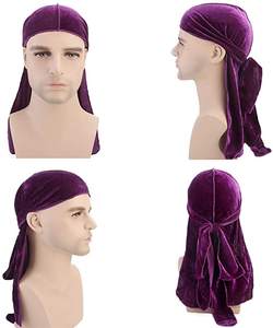 Usine Vente en Gros Durags et Turbans en Velours de Luxe, Doux à Longue Queue, Bandanas Hip-Hop Respirants pour Utilisation en Extérieur - Product Image 4