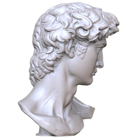 Édition en gros tout blanc résine David buste Statue demi-corps Sculpture Figurine d'art religieux pour la décoration de la maison et du bureau