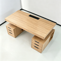 Escritorio de Oficina Ajustable, Moderno, de Madera, para Computadora, con Cajones, Gestión de Cables, Tomacorriente, Muebles para el Hogar