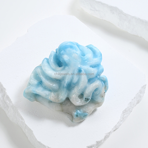 Scultura di Delfino in Larimar Naturale, Pietre Intagliate di <span class=keywords><strong>Alta</strong></span> Qualità in Larimar Blu, Grande Decorazione a Forma di Delfino in Larimar - Product Image 6