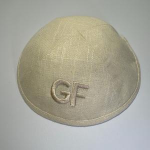 كيباه من الكتان مع حواف من الساتان أو ليبرتي، تطريز مخصص بالكامل، كيبوت من الكتان والقطن مخصص للشركات والفعاليات - Product Image 2