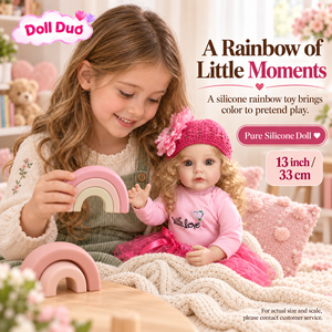 Muñeca Duo Personalizada de Silicona de 13 Pulgadas, Cuerpo Completo, Bebé Reborn con Rizos Rubios y Sombrero Rosa, Regalo de Navidad Personalizado para Niños - Product Image 3