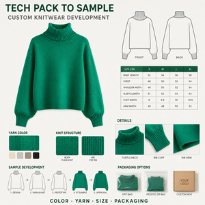 Factory Custom inverno Casual caldo lavorato a maglia da donna oversize maglia a manica lunga maglione a collo alto largo da donna - Product Image 2