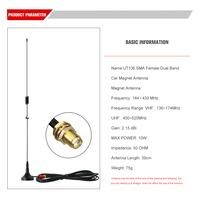 Antenne magnétique double bande pour voiture UT-106UV avec longueur de câble UT-106UV