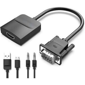 Convertisseur de câble - convertit un VGA mâle vers un HDMI femelle, 1 m de longueur, couleur noire, idéal pour connecter des appareils - Product Image 1