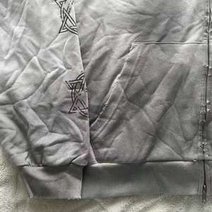 Unisex Oversized Zip-Up Hoodie Vintage Washed Gray Gothic Logo Six-Pointed <strong>Star</strong> Cross Graphics Edgy <strong>Dark</strong> Style Casual - Product Image 3