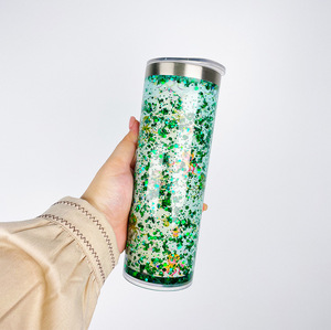 Mossion 20Oz Hai Lớp Thép Không Gỉ Nhựa Kim Loại Cốc Cốc Cốc Sequin Dưới Đục Bông Tuyết Cho Bóng Thiết Kế - Product Image 6