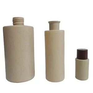 Wholesale Eco-friendly Biodegradable Wheat Straw Bottle 250ml 300ml 400ml Custom Label With Flip Cap Liquid Dispenser Cap