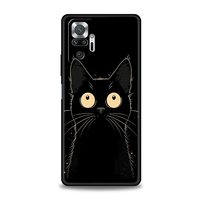 Coque de téléphone pour Xiaomi Redmi Note 14 13 12 5G 11 10 Pro Plus 4G 9S 9 14C 13C 12C 10C 9C 9A, motif artistique chat noir nuit étoilée