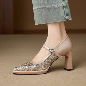 Escarpins élégants Cialisa pour femme, style patchwork, nouvelle collection printemps 2026, sexy, à bout pointu, avec bride à boucle, talons hauts, chaussures Mary Jane pour femme - Product Image 1