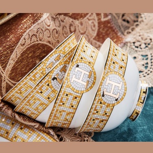 Jingdezhen Tableware Set Golden Mosaic Bone China 60 Pieces Dinnerware Sets Dinner Set Party <b>Paper</b> <b>Plates</b> Ceramic Support - Product Image 4