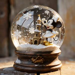 Figurine en résine, ornement de Noël de bureau, globe à neige de marque, <span class=keywords><strong>tour</strong></span> de conte de fées hivernal populaire, boule de neige en verre avec souris de <span class=keywords><strong>dessin</strong></span> <span class=keywords><strong>animé</strong></span> - Product Image 1