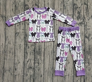 RTS Halloween Coquette Bows Nuevos diseños Cute Little Girls Casual Pijamas Ropa de dormir Trajes de 2 piezas Imprimir Boutique Venta al por mayor - Product Image 3