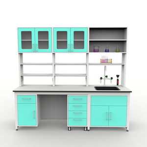 Tavoli da Laboratorio Industriali Moderni a Telaio H Rivestiti in Resina Epossidica Banco da Lavoro Resistente agli Alcali con Accessori per Lavello - Product Image 1